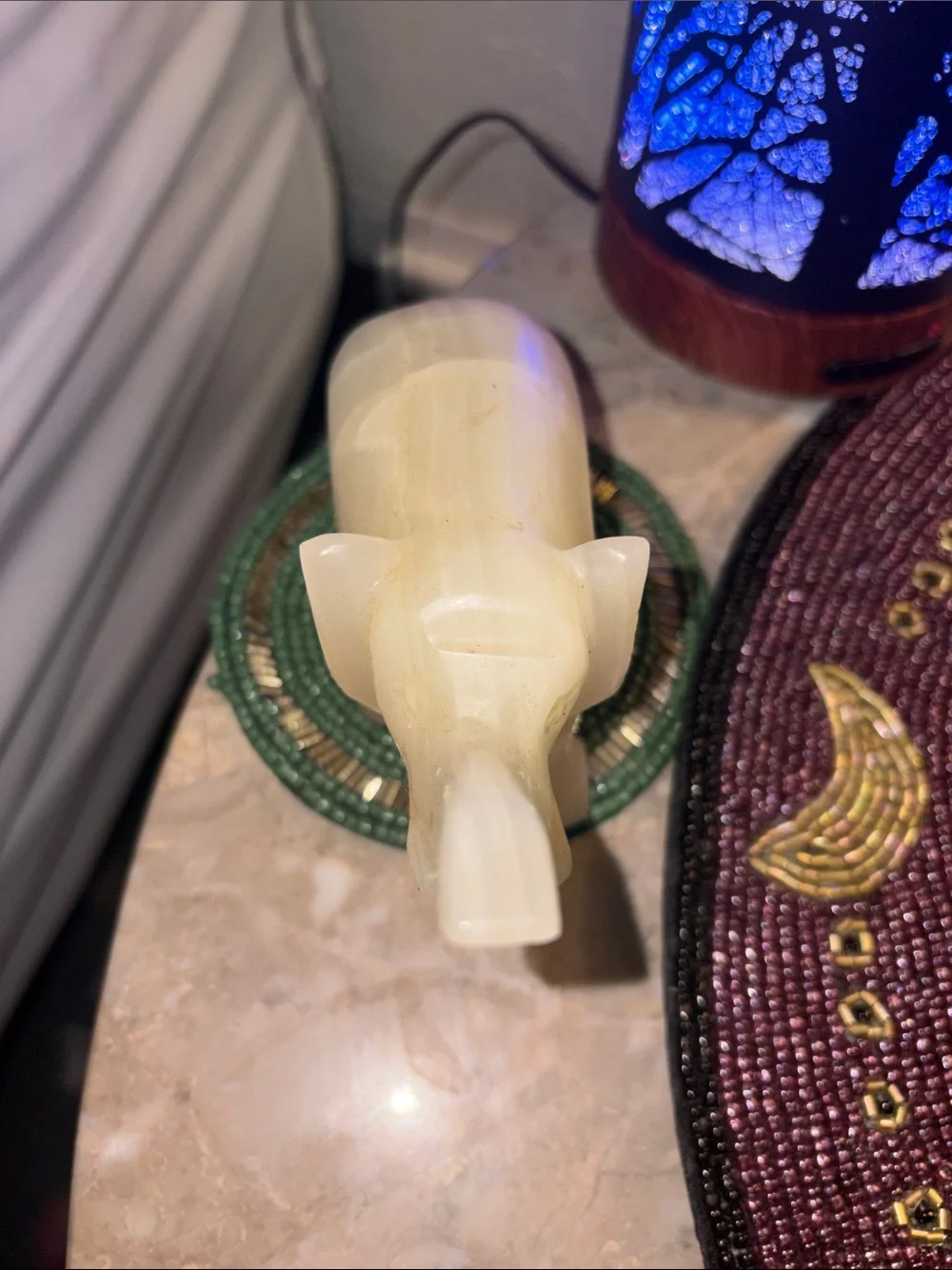 Carved White Elephant Figurine Accent - Unbranded